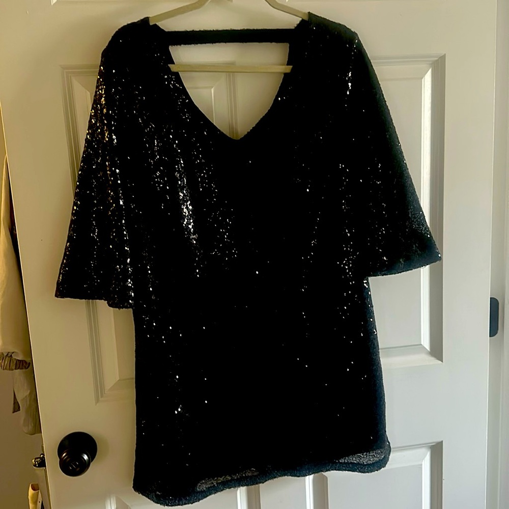 Black sparkly oversized mini dress